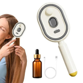Brosse À Vapeur Électrique Pour Cheveux | 2 En 1 Brosse Lissante Vapeur Avec Huile Et Verre Doseur, Pour Des Cheveux Épais Raide