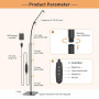 iFalarila Lampadaire LED 10W 3 Couleurs 10 Luminosités Col de Cygne pour Salon Chambre Bureau