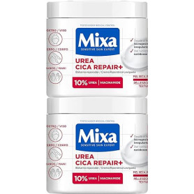 Mixa Pack Cream Cream Cica Repair+ Urée pour peaux très sèches avec 10% [Urée + Panthénol]. Lisse, réduit la rugosité et le calm