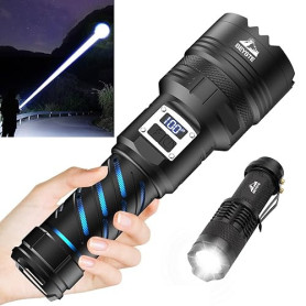 BEYSTE Lampe Torche LED Ultra Puissante, 1000000 Lumens Lampe De Poche, Torche LED Puissante Rechargeable, Lampe Torche Puissant