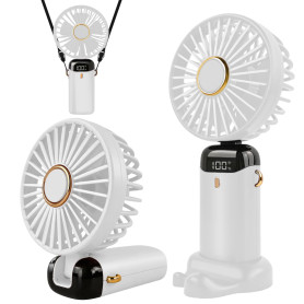 Jsdoin Ventilateur portable rechargeable par USB avec 5 vitesses,mini ventilateur de bureau pliable avec écran LED pour la maiso