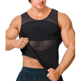 KUMAYES Debardeur Amincissant Sculptant Homme Gaine Ventre Plat T Shirt Minceur Invisible Gilet de Compression Body Gainant