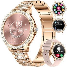 LIGE Montre Connectée Femme Bluetooth Appels pour Android iOS Sport Fitness Activity Tracker Montre Femme Connectée 1,32" HD Fré