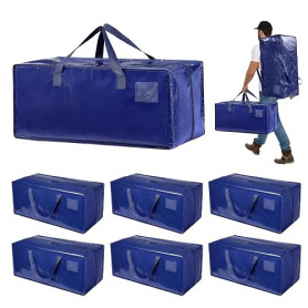 Dokeno Lot de 6 Sac de Déménagement extra larges, 92L Sac de Rangement Grand Format avec fermetures éclair et poignées de transp