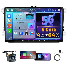 [4+64GB] Hikity 8 Core Android Autoradio Wireless Carplay pour VW Golf 5 Golf 6 Skoda Polo Passat Tiguan Touran, Écran Tactile 9
