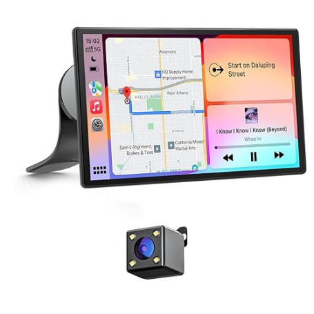 Avylet Écran 9" CarPlay pour Voiture avec Apple CarPlay & Android Auto - Mode Portrait/Paysage - Écran Tactile/Caméra de Recul -