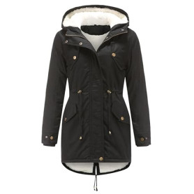Miaikvs Parka à capuche doublée en polaire pour femme Manteau d'hiver rembourré coupe-vent chaud