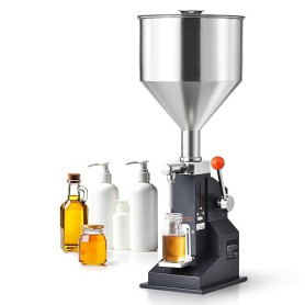 VEVOR Machine de Remplissage de Liquide Pâte Manuelle 5-50 mL Remplisseuse de Bouteilles Réglable Acier Inoxydable avec Trémie p