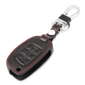 Happyit Cas de Couverture de Clé de Voiture en Cuir Porte-clés pour Hyundai Creta Tucson Verna Solaris Elantra Accent Grand Sant
