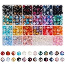 Lot de 432 perles en pierre précieuse naturelle de 10 mm pour bracelets adultes - Perles rondes à enfiler - Kit coloré - Perles