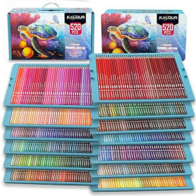KALOUR Pro Crayons de Couleur, Ensemble de 520 Couleurs, Mine Douce pour Artistes avec des Couleurs Vibrantes, Idéal pour le Des