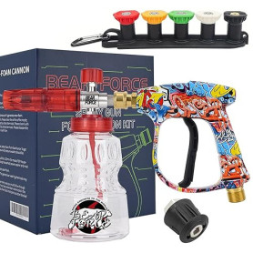 BEAR FORCE Pistolet pulvérisateur pour nettoyeur haute pression M22-ID14mm et raccord rapide 1/4" lance à mousse de neige 1L, po