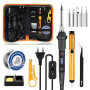 Kit Fer à Souder 80W, Température Réglable 180-500°C, Électronique de Précision avec Interrupteur Marche/Arrêt, 5 Pannes, Fil de