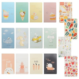 16 Pièces Petit Carnet de Notes de Poche, Bloc Note a7, 10,5 x 7 cm, Couverture Coloré,Animaux de Dessins Animés,Facile à Porter