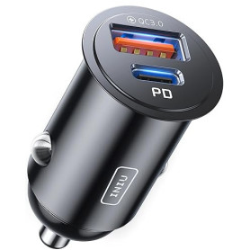 INIU Allume Cigare USB C, 2 Ports 60W Charge Rapide Chargeur Voiture with USB C et A, Prise Allume Cigare 12V pour iPhone 16 15