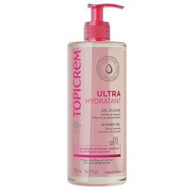 Topicrem - Ultra Hydratant Gel Douche - Nettoie en Douceur, Adoucit et Hydrate la Peau 6h - Texture Gel Crémeuse, Parfum Relaxan