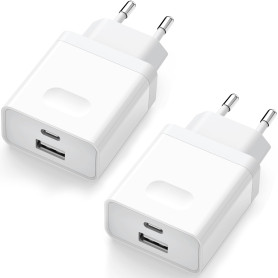 2Pcs Chargeur USB C, Prise Rapide 20W Replacement for iPhone 16 15 14 13 12 11 Pro Max SE XS XR 8 7 6S Plus Mini SE, Pad, Galaxy
