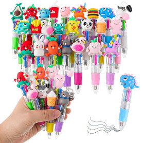 Yoosso Pack de 24 Stylos 4 Couleurs Thème Animalier - Idéal Sachet Anniversaire Cadeau Anniversaire Invites