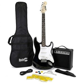 RockJam Kit Guitare Électrique Taille Standard pour Débutants, Noir, 6 Cordes avec Ampli 10 W, Housse, Sangle, Câble, Médiators