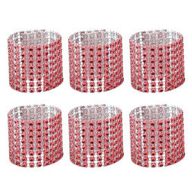 Yeahibaby 50 pcs Strass Rond de Serviette Serviette Boucle support de Noël Fête de mariage Décoration de table de dîner (Rouge)