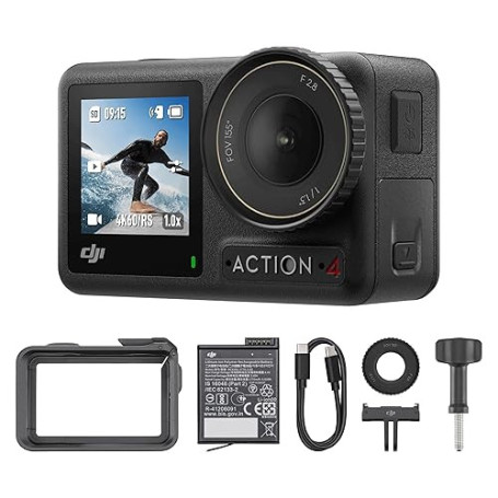 Bundle DJI Osmo Action 4 Essentiel - Caméra d’Action étanche 4K/120 IPS avec capteur 1/1,3 Pouce, des Images saisissantes en Bas