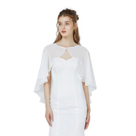 BEAUTELICATE Cape Boléro en Mousseline de Soie De Femme Châle Étole Elégant Transparent pour Mariage Soirée Cérémonie Femme Mari