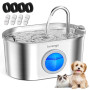 Invengo Fontaine à Eau pour Chat, 2,2 L en Acier Inoxydable avec fenêtre de Niveau d’Eau, Facile à Nettoyer, 4 filtres Inclus, D
