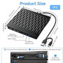 Lecteur CD DVD Externe pour PC USB 3.0 et Type C, Graveur Externe Optique Portable CD/DVD +/- RW Drive, Transmission Rapide DVD