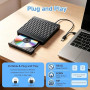 Lecteur CD DVD Externe pour PC USB 3.0 et Type C, Graveur Externe Optique Portable CD/DVD +/- RW Drive, Transmission Rapide DVD