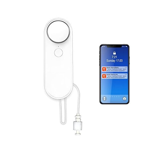 Lancoon Tuya Détecteur de niveau d'eau WiFi Smart Sensor Alarme Double Sonde Volume Fort Surveillance d'alerte avec ligne de dét