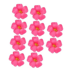 Lurrose Lot de 10 Fleurs d'hibiscus Artificielles Roses en EVA Décorations Hawaïennes Solides pour Fêtes Centres de Table d'Été