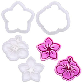 BAKERLOGY Mini Emporte-pièce Fleurs Tropicales (5 cm) – Tampons Cupcake Frangipanier et Hibiscus pour Pâtisserie Estivale, Fêtes