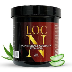 LOCN Gel extra adhérent pour dreads, torsions, tresses et bords – 473,6 g – Tenue et brillance durables, ne s'écaille pas