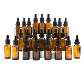 YIZHAO Flacon Compte Gouttes 30ml, Ambré Flacon Huile Essentielle Vide avec Pipette Verre, pour Huile Essentielle, Aromathérapie