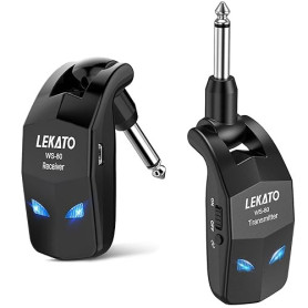 LEKATO Système de Guitare sans Fil 2,4 GHz Récepteur émetteur sans Fil pour Guitare Rechargeable avec 8 Heures D'autonomie Systè