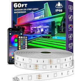 AILBTON Bande lumineuse LED d'extérieur étanche IP68-18 m - Étanche - Avec télécommande par application - Synchronisation de la