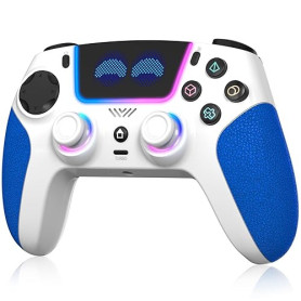 SFGSUP Manette Sans Fil pour PS5/PC/Steam Deck,avec Joystick&Gâchette Effect Hall/8 Couleur d'éclairage RGB/Gyroscope 6 Axes/Tur