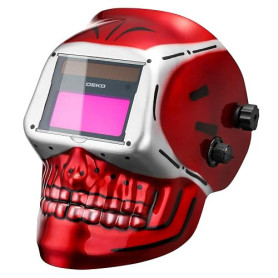 DEKO Masque Soudure, Grand écran de Vue Auto Darkening Casque de Soudage à énergie Solaire, avec Batterie Remplaçable, Longue Du