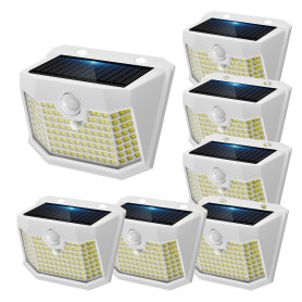 Aootek Lampe Solaire Extérieur 7-Pack - 120 LEDs IP65 étanche, Détecteur de Mouvement 8m, Forme Angulaire, Batterie Lithium, lum