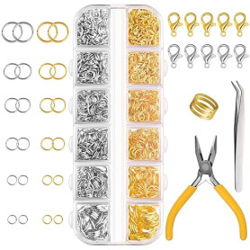 FEPITO 1540 pièces anneaux de saut ouverts anneaux de saut pour fournitures de fabrication de bijoux Kit de réparation de bijoux
