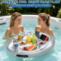 DAJASD Gonflable Porte Gobelet Piscine, 8 Trous Grand Plateau Piscine, 2 en 1 Porte-gobelet Gonflable avec Pompe À Air, 71X56cm