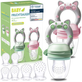 Grignoteuse Bébé Tetine Bebe - 2 Fruit Grignoteuses + 8 Tailles de Tétines Sans BPA, Tetine Grignoteuse Bebe Diversification Ali