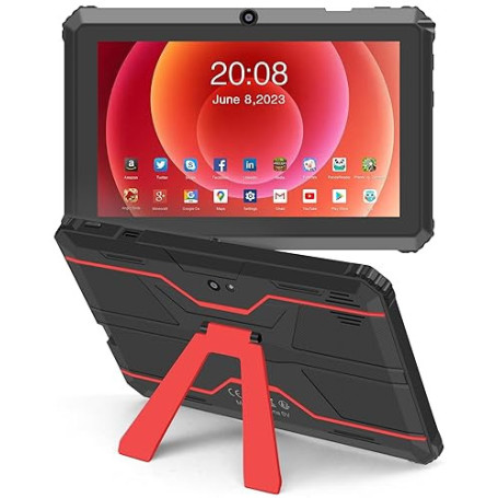 Haehne Tablette Android, Tablette 7 Pouces, avec Support, Compatible avec Une Carte TF de 256 Go, Rouge