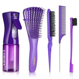 LORSEX Brosse à cheveux avec flacon pulvérisateur de 200 ml, brosse démêlante pour cheveux naturels pour cheveux afro 3a à 4c ch