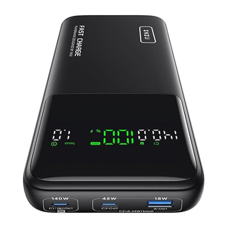 INIU Batterie Externe 27000mAh 140W, Power Bank Portable avec Câble USB C et Écran Digital, 3 Ports Charge Rapide Batterie Porta