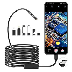 Endoscopique D'inspection Serpent 1920P HD, Endoscopique Pancellent Type C, Caméra avec 8 Lumières LED pour Smartphone Android e