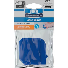 GEB Lisse joint de silicone 3 pièces. 3 types de lisseurs et 6 angles possibles. Lisseur accès difficile inclus.