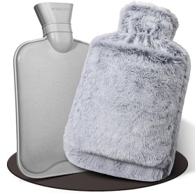 HAOCEE Bouillotte Eau Chaude,2L Grande Bouillotte Moelleuse, Bouillottes Avec Poche Kangourou, Bouillotte Chaude Chauffe Main/Ve