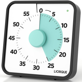 LIORQUE 19cm Grand Minuteur Visuel Timer Classe Aimanté, Silencieux sans Tic-Tac, 3 Modes d'Alarme: Sonnerie, Lumière et Vibrati