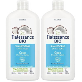 Natessance - Shampooing extra-doux - Coco Bio & Kératine végétale 500 ml (Lot de 2)